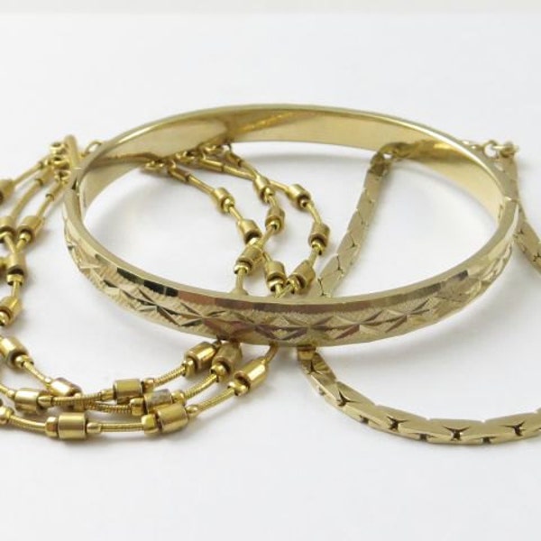 Bracelet Collection including a Monet, Engraved Bangle and Snake Chain MM080X