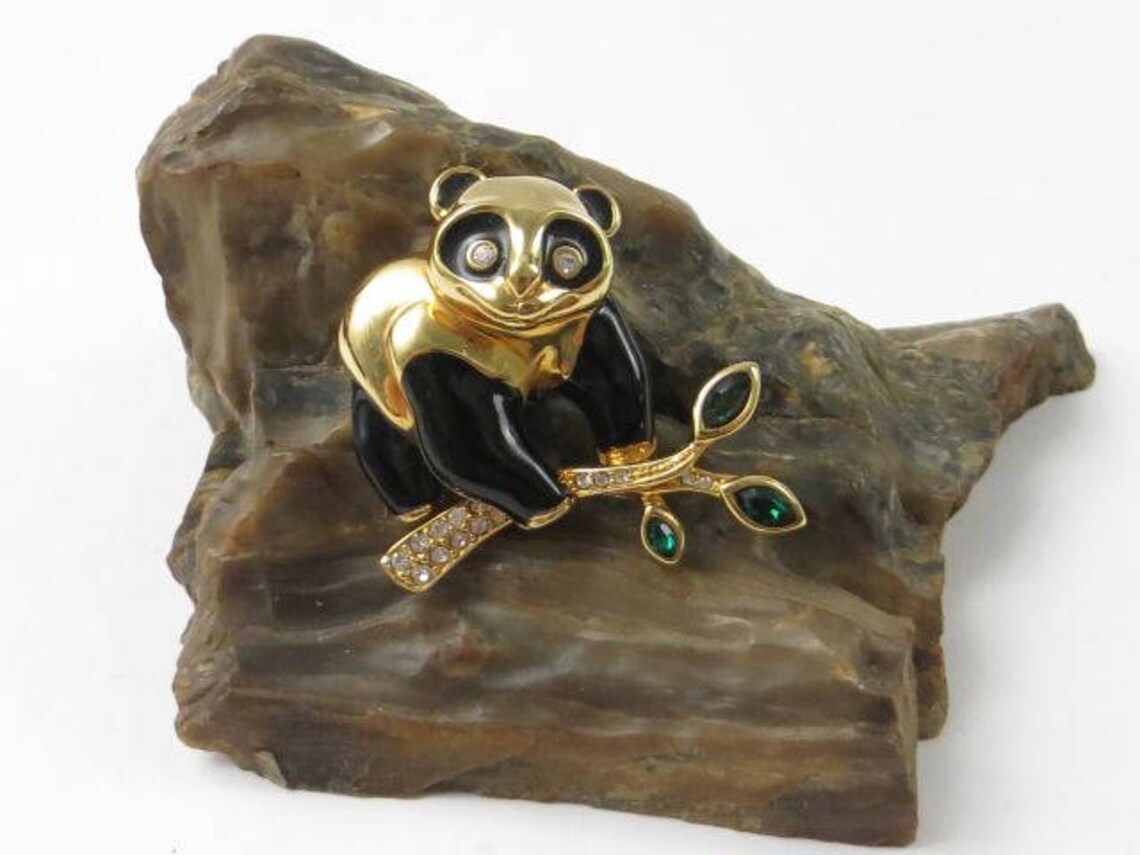 Stunning Swarovski Crystal Panda Brooch Panda With Jeweled Etsy UK