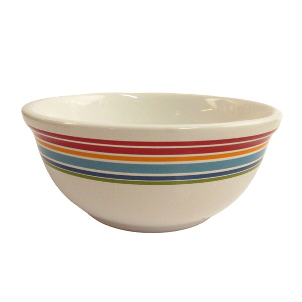 Longaberger Pottery Sunny Day Stripe Pattern 6" Snack Cereal Soup Bowl M063