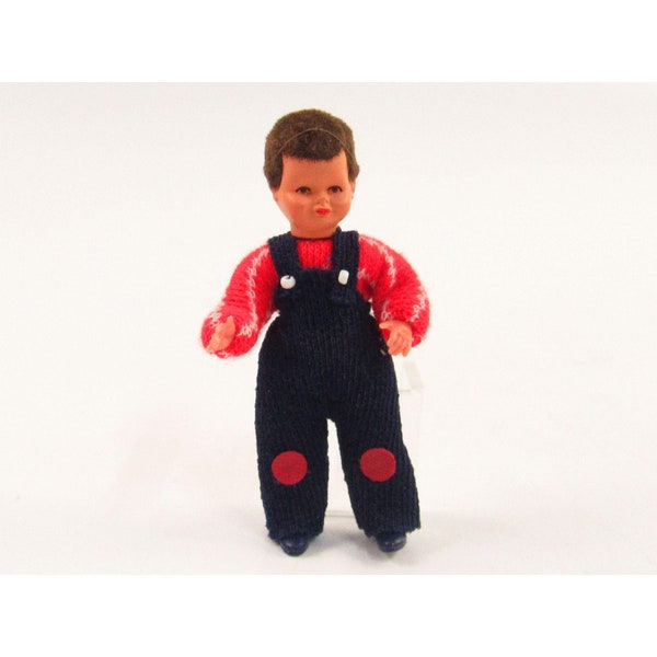 Miniature Beige Puppchen Flexible Little Boy Doll for Dollhouse or Room Box E168