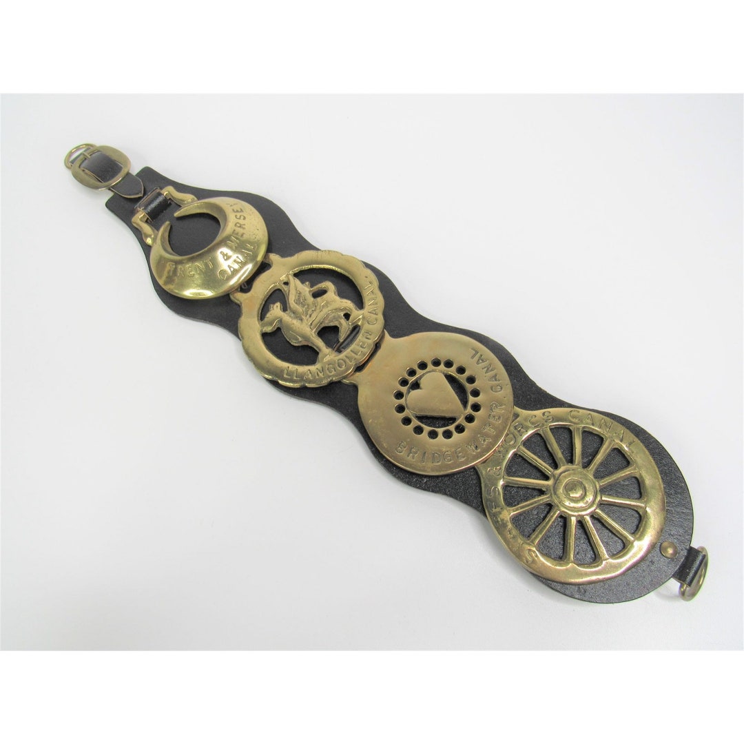Antique English Canals Horse Brasses on Leather Martingale AA178 Etsy