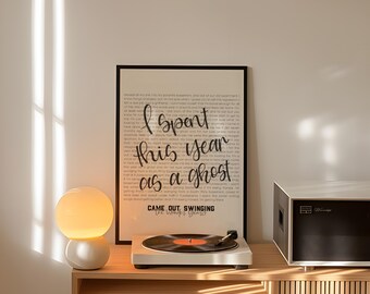 Came Out Swinging Lyric Print | The Wonder Years | Minimalist Music Wall Art | Digital Download