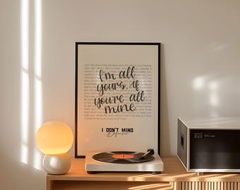 I Don't Mind Lyric Print | Defeater | Minimalist Music Wall Art | Digital Download