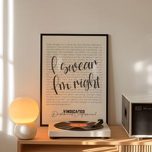 Vindicated Lyric Print | Dashboard Confessional | Minimalist Music Wall Art | Digital Download