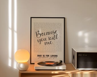 Ohio Is For Lovers Lyric Print | Hawthorne Heights | Minimalist Music Wall Art | Digital Download