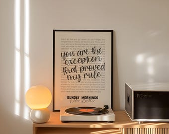 Sunday Mornings Lyric Print | Elder Brother | Minimalist Music Wall Art | Digital Download