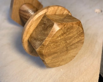 Figured Red Oak Wooden Bolt & Nut