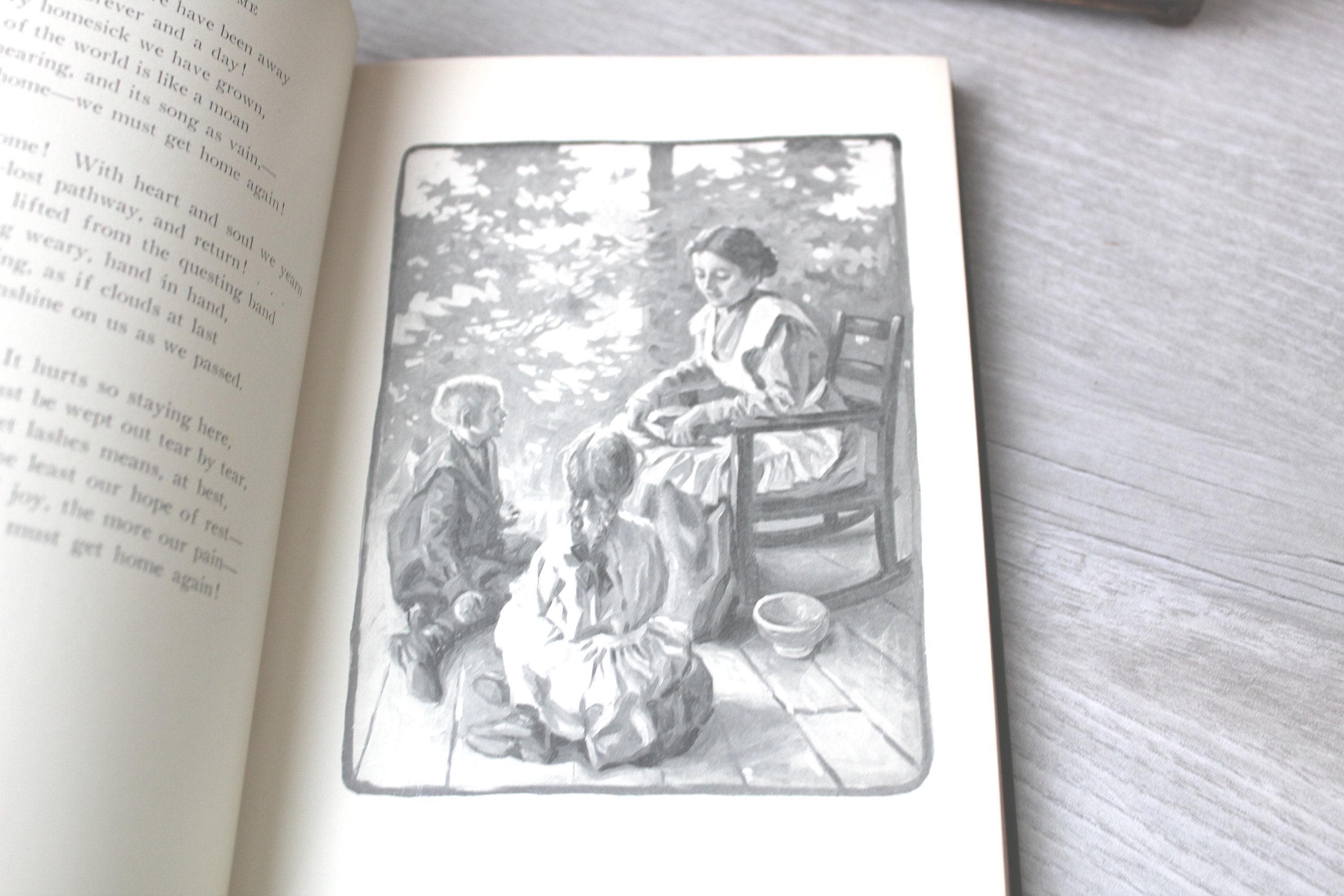 Antique Poetry Book 1910 titled Riley Songs of Home Farmstead Beautiful Illustrations