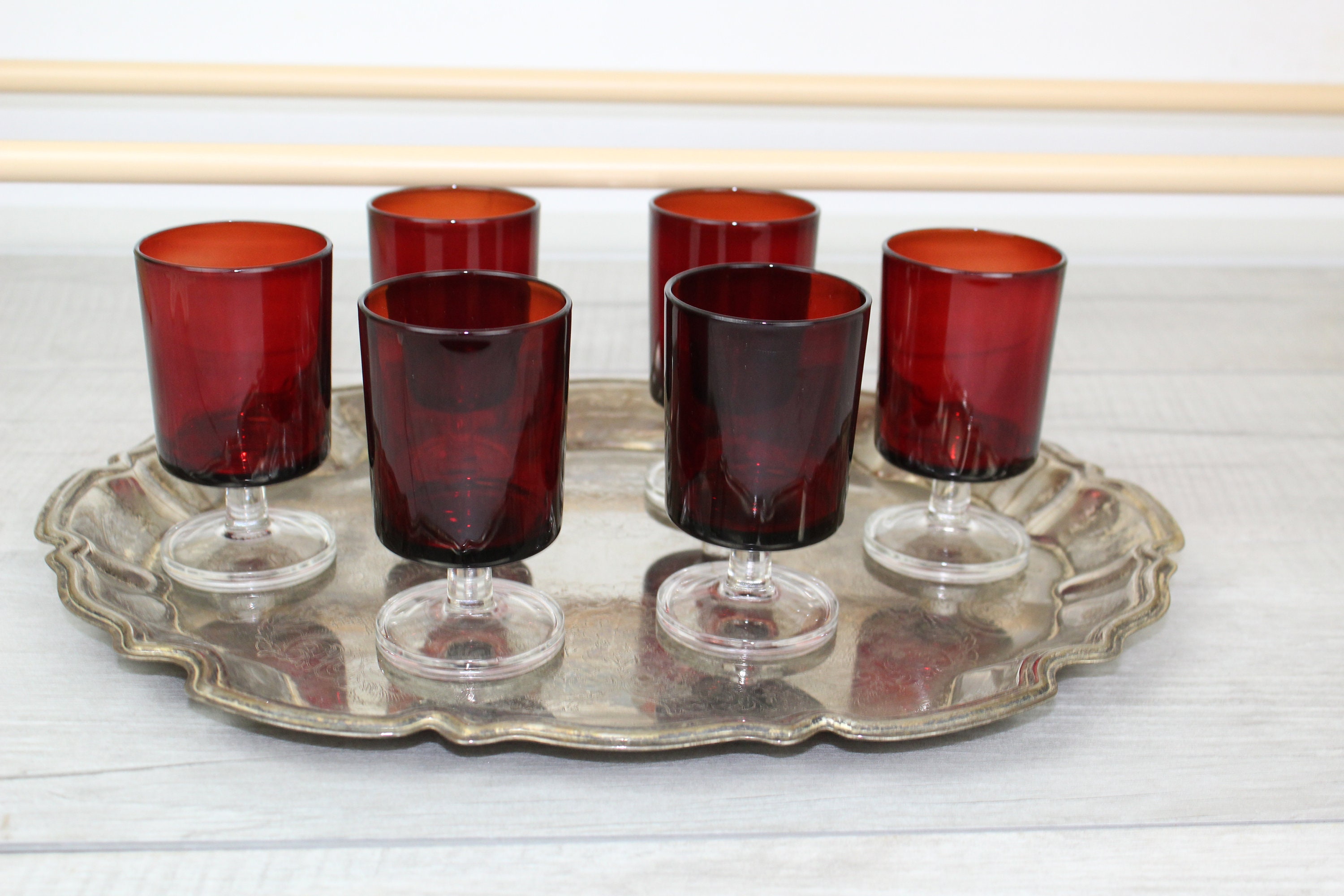 4 Vintage Ruby Red France Large Wine / Water Glasses - Luminarc Water  Glasses or Goblets - Vintage Red Glassware Stemware