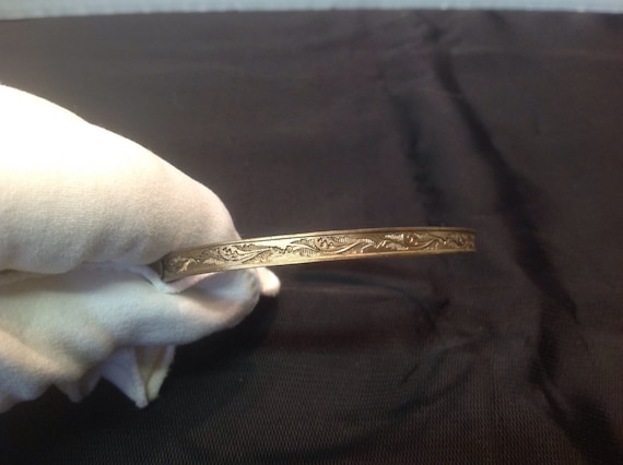 Vintage Antique gold tone Metal Bracelet embellis… - image 3