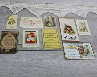 Antique Religious Spirituality Cards Paper Late 1800's Early 1900's The Creed Lesson Hymn Guardian Angel Beatitudes