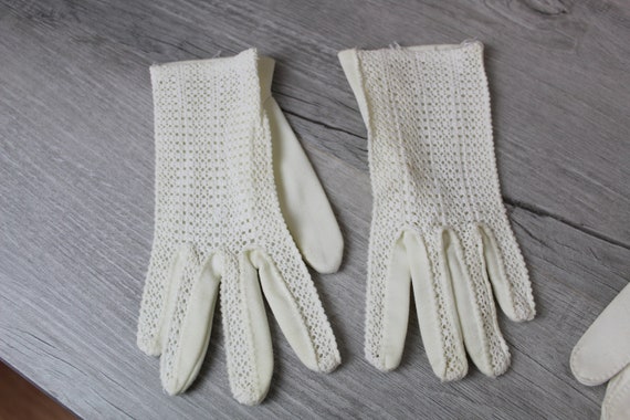 Vintage White Gloves Women's Dress Knit Scalloped… - image 2