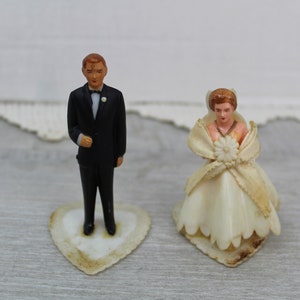 Vintage Wedding Cake Toppers: Bride and Groom Miniatures, Mid-Century Decor