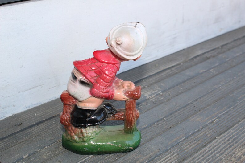 Vintage Figurine Boy Sitting on Fence Rail Rural Resin Hard Plastic Jockey