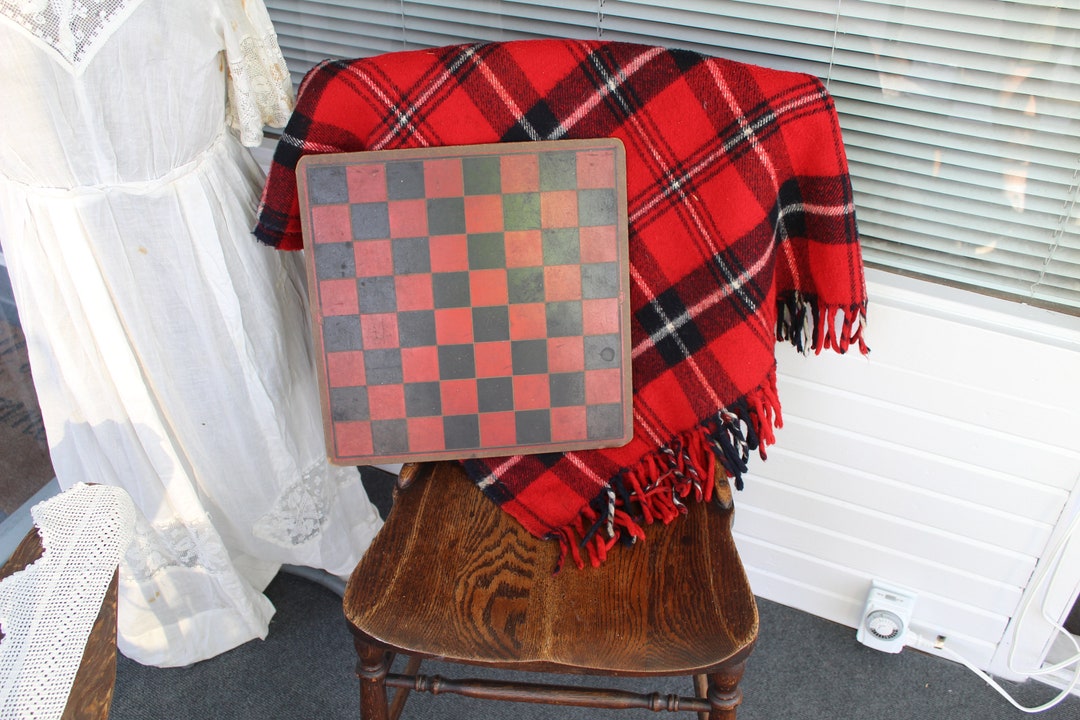 Vintage Faribo Blanket Throw Red Tartan Plaid Norfolk Southern Corp
