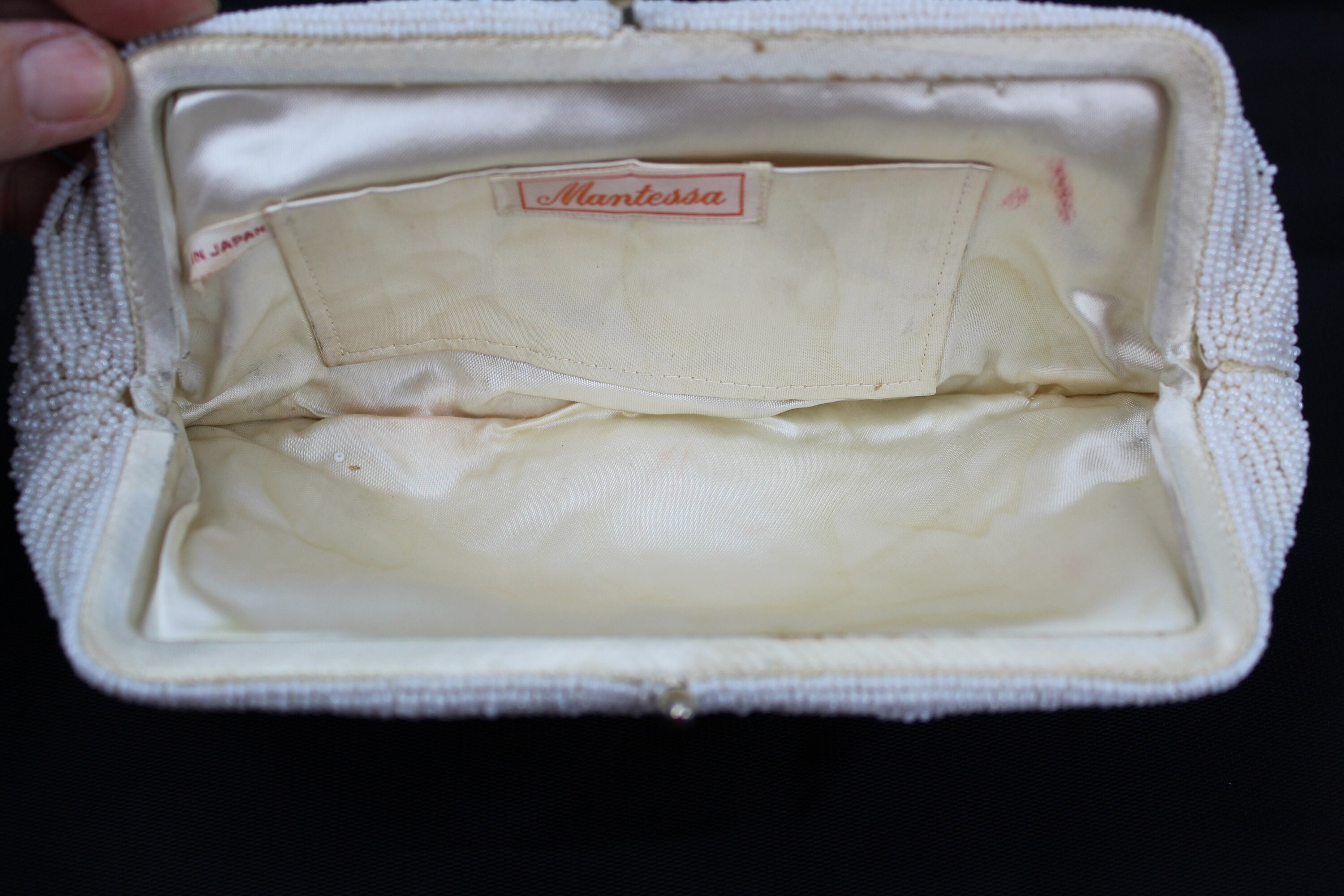 Vintage Mantessa Purse Clutch Evening Bag Japan Micro Seed Pearl Beads Rhinestones Kiss Lock Etsy