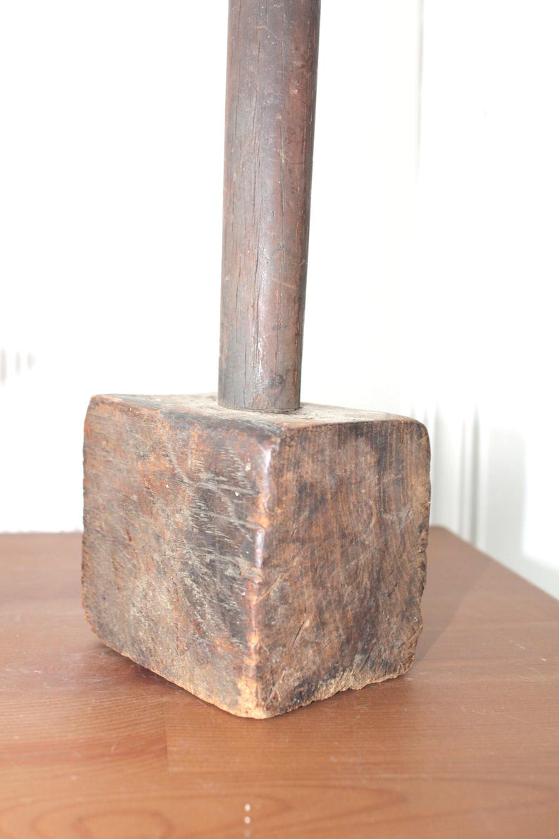 Rectangular Mallet Antique Hand Crafted Wood Mallet Primitive Farmhouse Wood Working ...