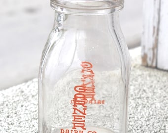 Milk Bottle Glass Uniontown Pa  Garner Dairy Half Pint Vintage Farmhouse