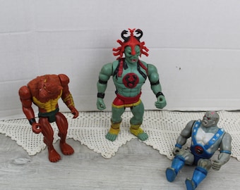 Vintage Thundercats Figure Lot of 3 Panthro Mumm-Ra Jackalman 1980&#39;s