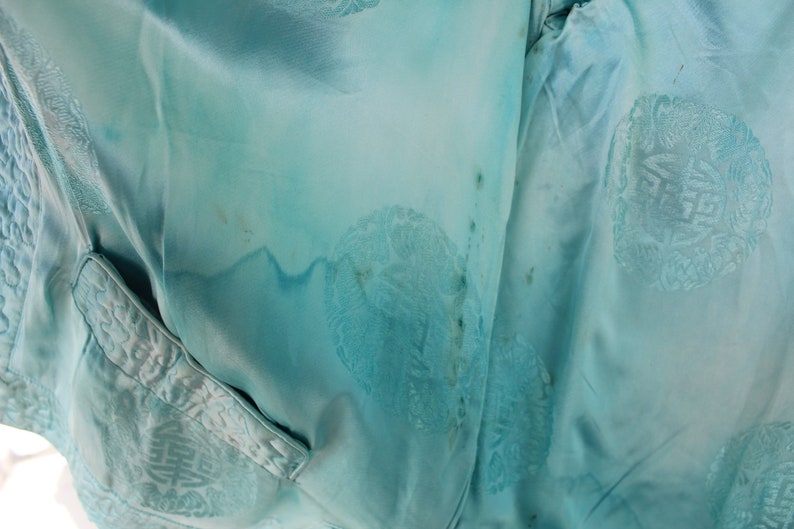 Vintage Lounging Jacket Turquoise Blue Oriental Brocade Etsy