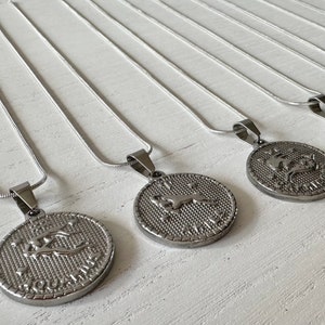 Zodiac Sign Pendant Necklace Silver