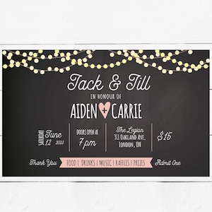 Chalkboard Jack and Jill Tickets: Lights & Lanterns (printed or Digital ...
