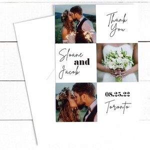 Modern Photo Collage Wedding Thank You Card With Envelope | Printed or ...