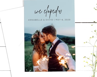 Modern We Eloped Card with Envelope | Printed or Printable | Photo, Custom