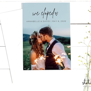 Modern We Eloped Card with Envelope | Printed or Printable | Photo, Custom