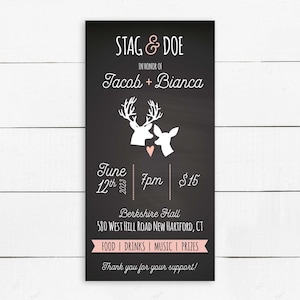 PRINTED or DIGITAL Jack and Jill Tickets | Buck and Doe Tickets | Stag and Doe Tickets | Numbered, Perforated Optional