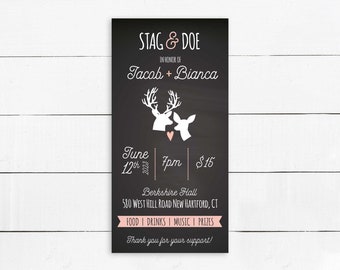 PRINTED or DIGITAL Jack and Jill Tickets | Buck and Doe Tickets | Stag and Doe Tickets | Numbered, Perforated Optional