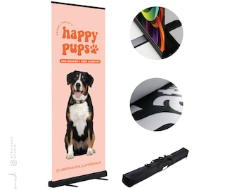 Pull-Up Retractable Banner for Trade Show, Market or Small Business | Matte Vinyl with Carrying Case