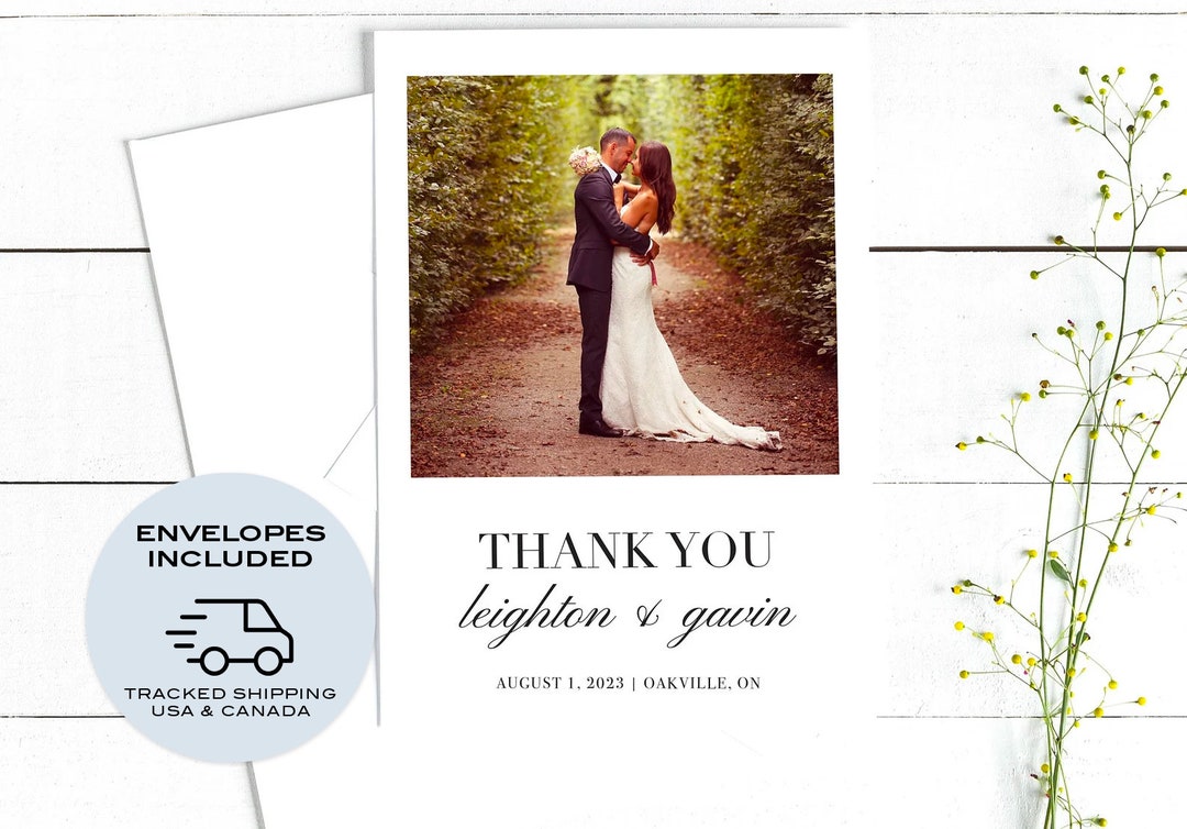 Printed Wedding Photo Thank You Card With Envelope - Etsy