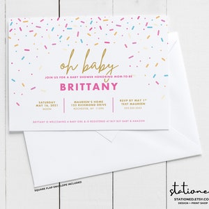 Printed Baby Sprinkle Shower Invitations with Envlopes