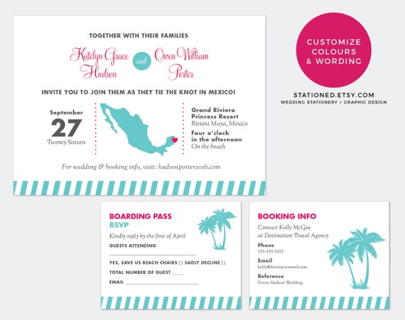 Printed Boarding Pass Wedding Invitation Destination Wedding Etsy