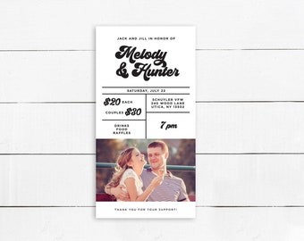 Printed Numbered Jack and Jill Tickets on Cardstock