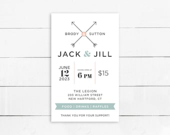 Customizable Jack and Jill Tickets: Printed or Digital, Numbered Option
