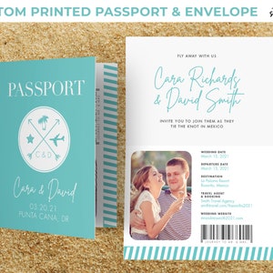 Printed Passport Wedding Invitation & Envelope | Destination Wedding, Tropical, Beach