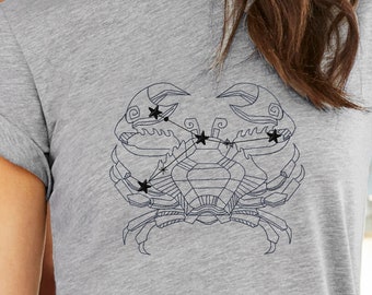 Cancer Shirt, Custom Embroidered Astrology Tee