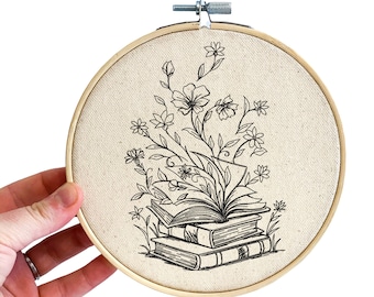 Magic Books Embroidered Hoop, Bookstagram, Book Lover Gift