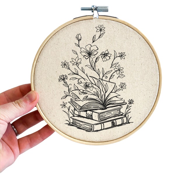 Magic Books Embroidered Hoop, Bookstagram, Book Lover Gift