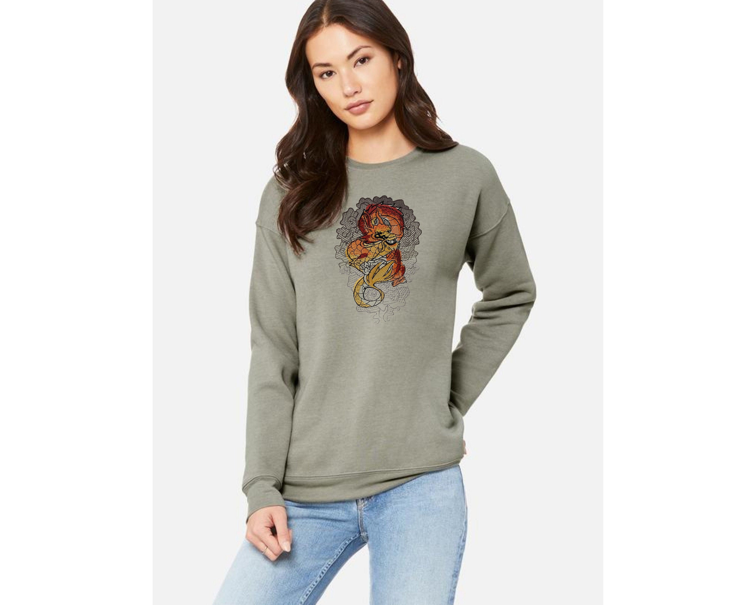 Dragon Embroidered Unisex Crewneck Sweatshirt