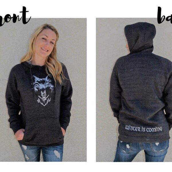 Winter Is Coming Embroidered Sweatshirt, House Stark Hoodie, Direwolf Sweatshirt