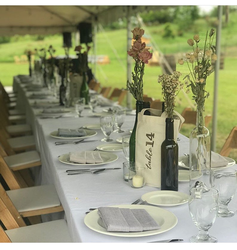 Wedding Table Numbers Embroidered Wine Bag Winery Wedding image 1