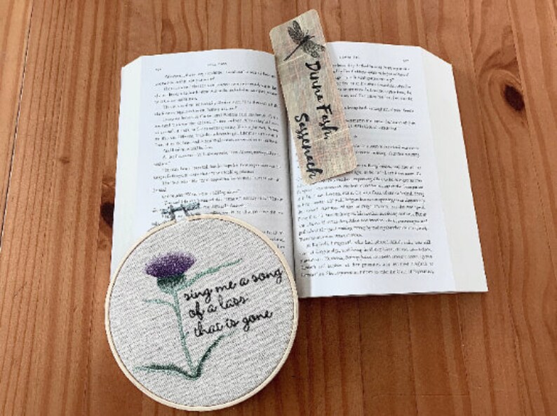 Sing Me A Song Of A Lass That Is Gone Embroidered Hoop, Sassenach, Scottish Thistle image 3