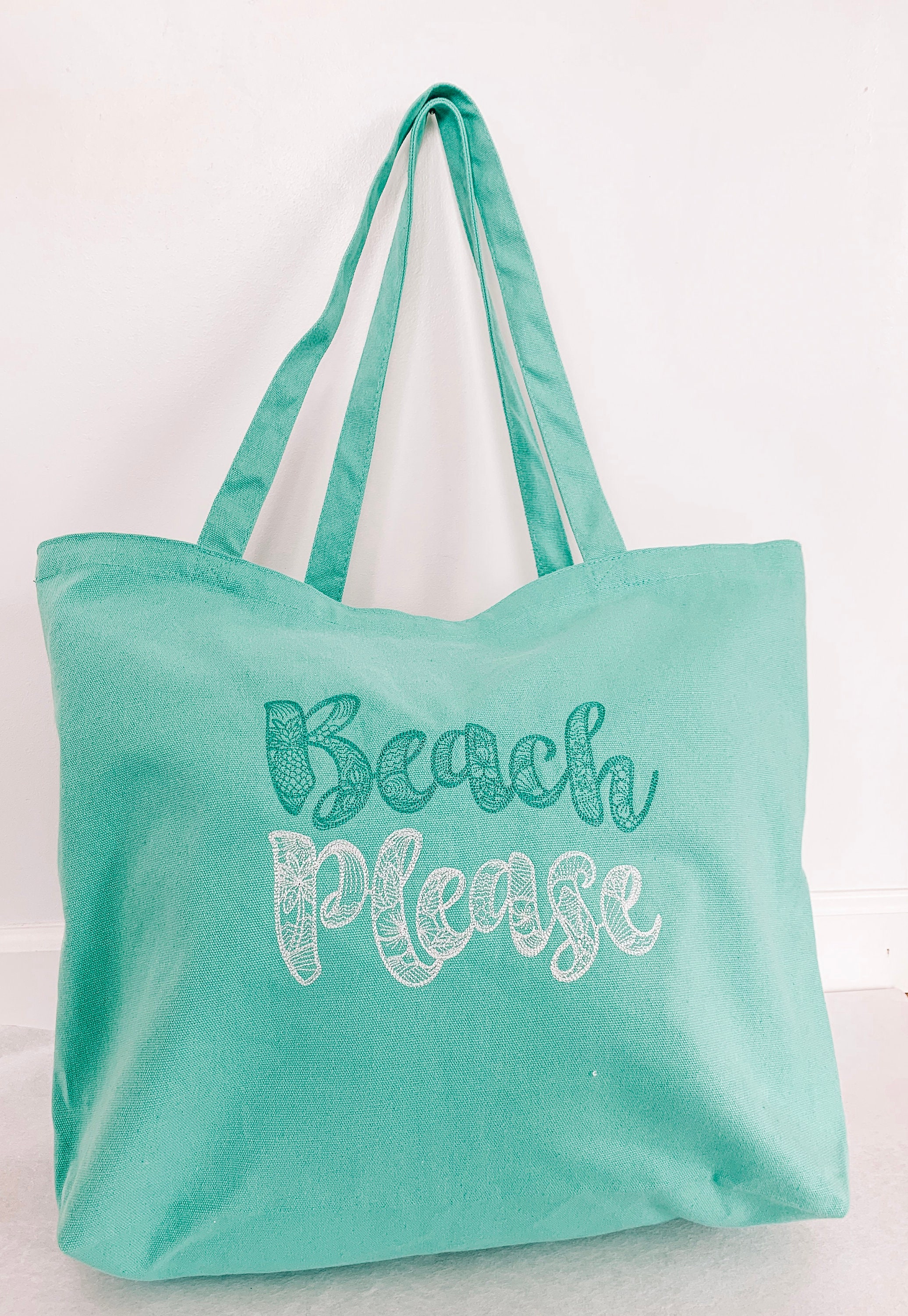 Beach Bag, Embroidered Summer Tote Bag, Lake Life, Book Bag