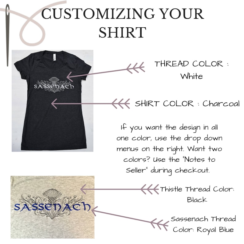 Bookish Scottish Thistle Sassenach Embroidered Pullover Customize Your Colors! Organic and Recycled Materials