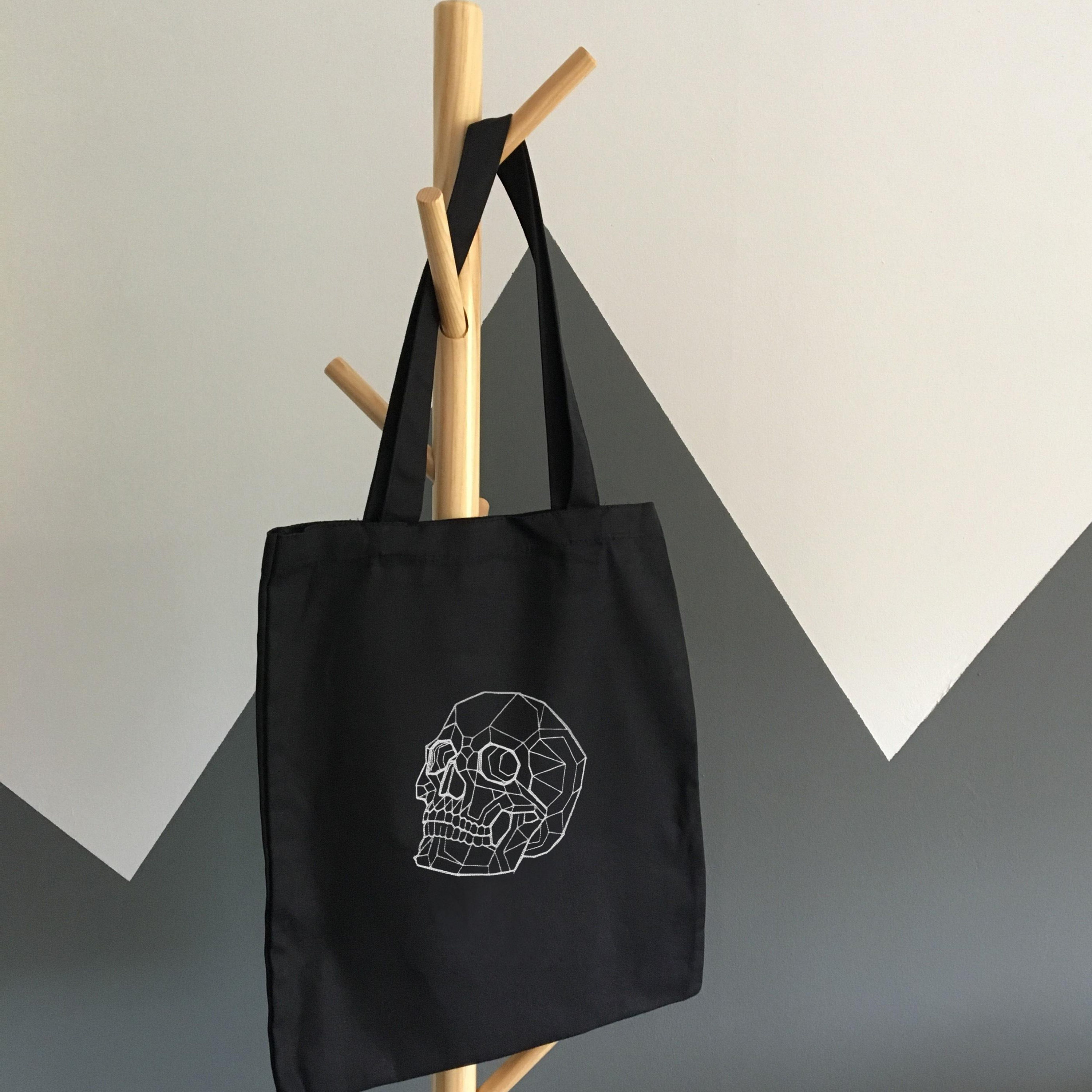 Skull Embroidered Trick or Treat Bag, 100 Cotton Canvas