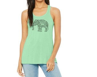 Elephant Tank Top, Flowy Yoga Clothes, Gifts for Her, Mint Top