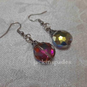 Double Sided Multicolor Faceted Glass Earrings